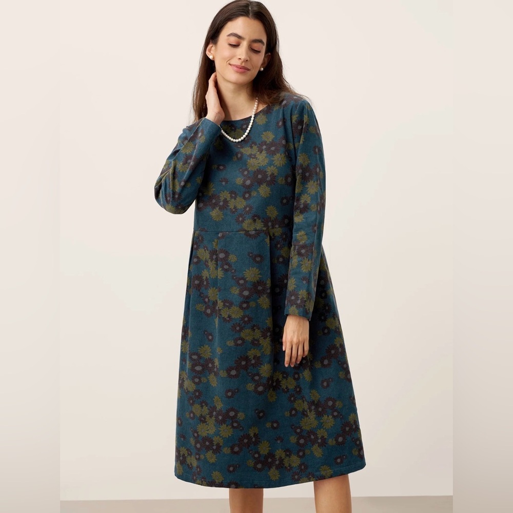 Lintico cotton Floral Long-Sleeve Midi Dress S oversized